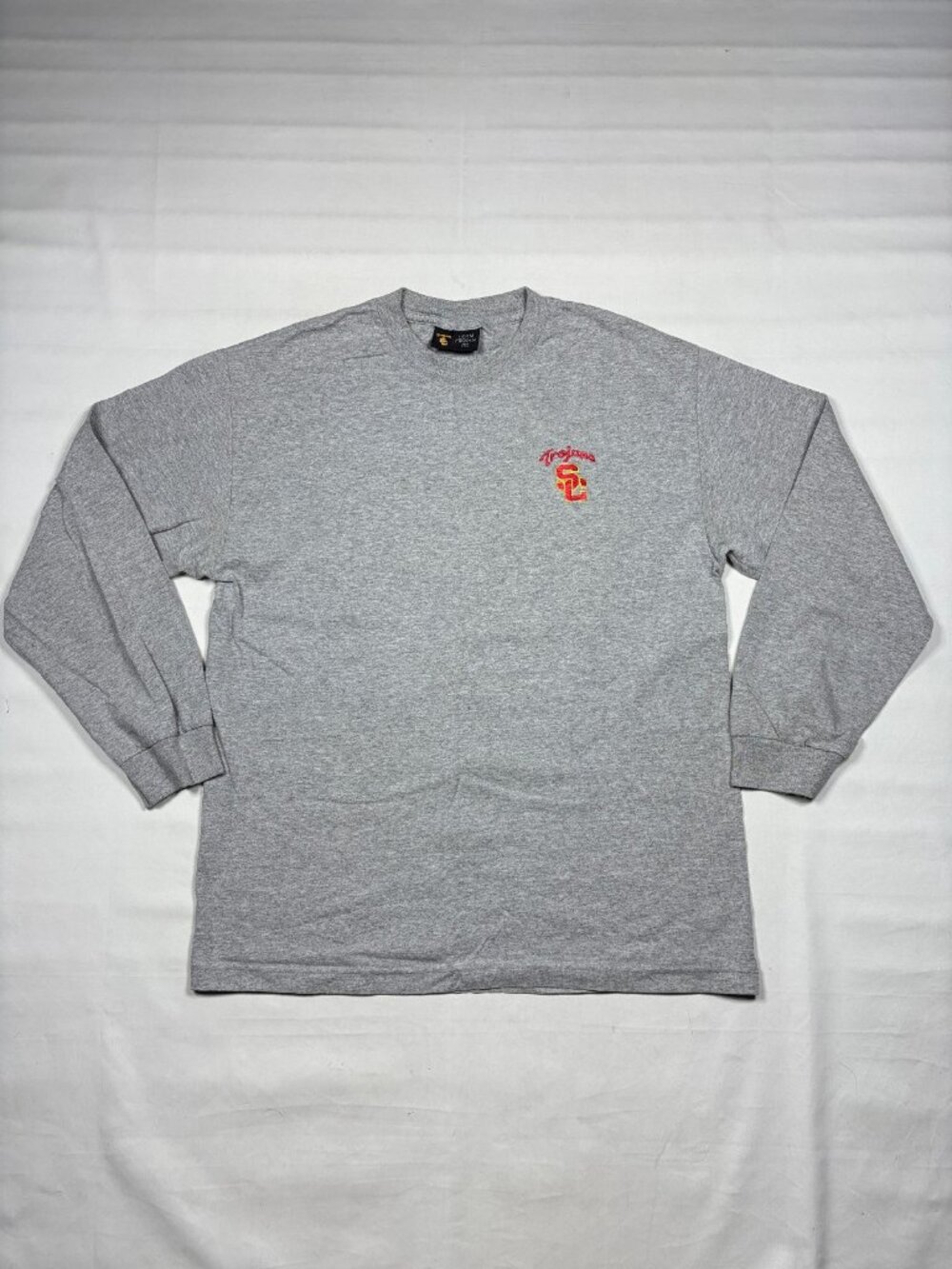 USC Trojans Long Sleeve Shirt Mens L Team Trojan Embroidered Logo Heather Gray